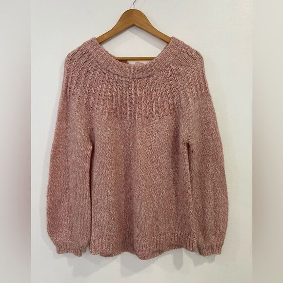 Lauren Conrad Long Sleeve Pink Sweater with Satin Back Bow Size Large - Picture 1 of 15